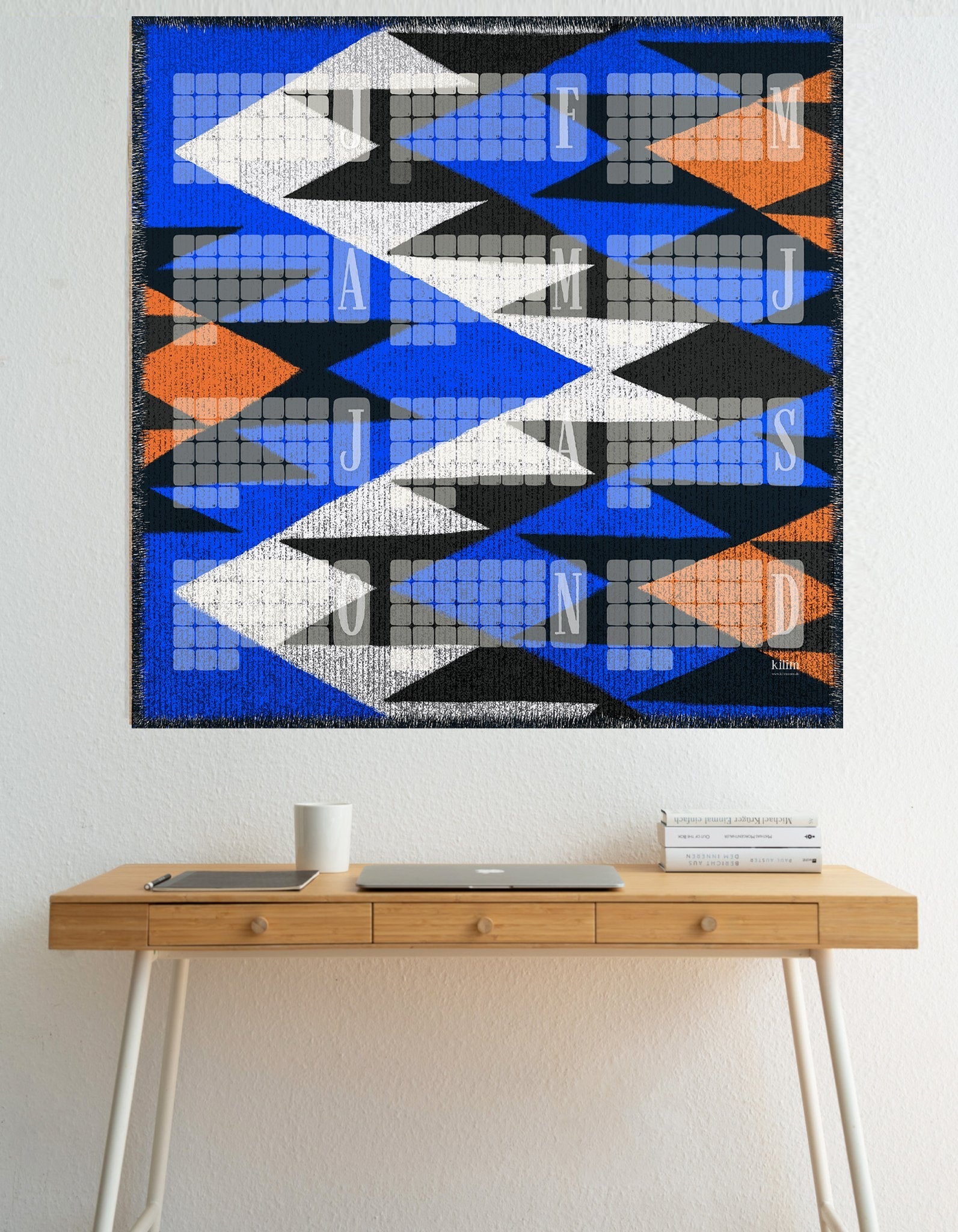 Wandkalender // Kilim Tiger blau