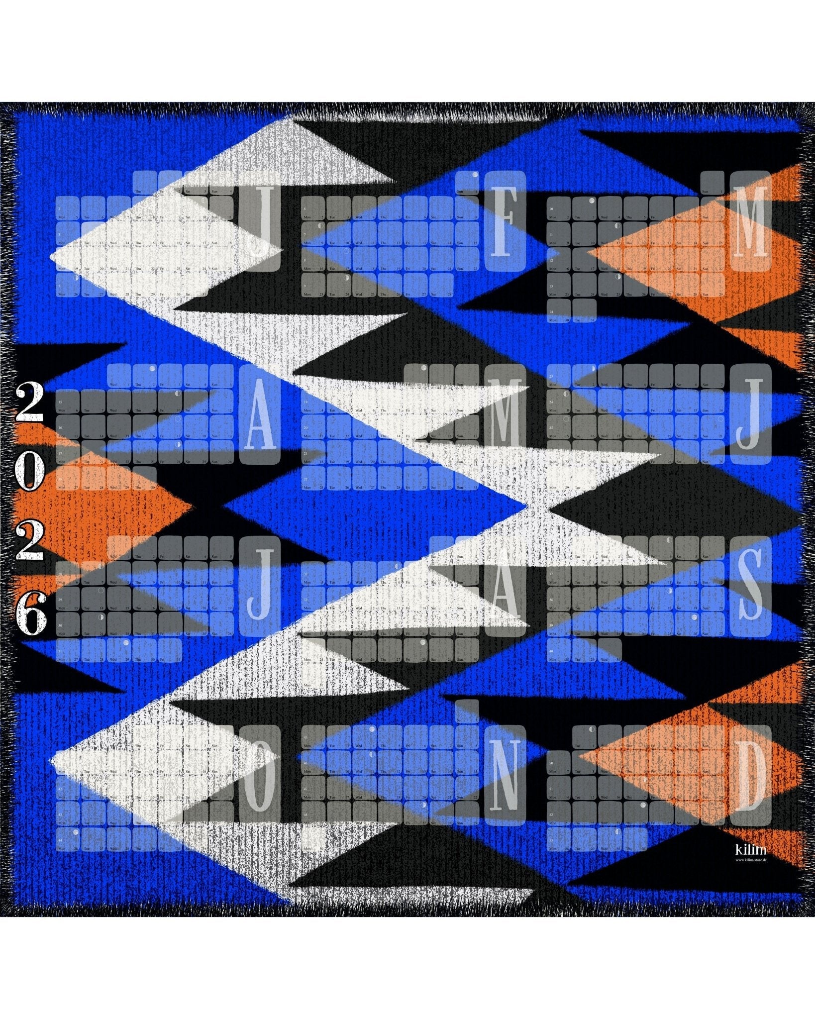 Wandkalender // Kilim Tiger blau