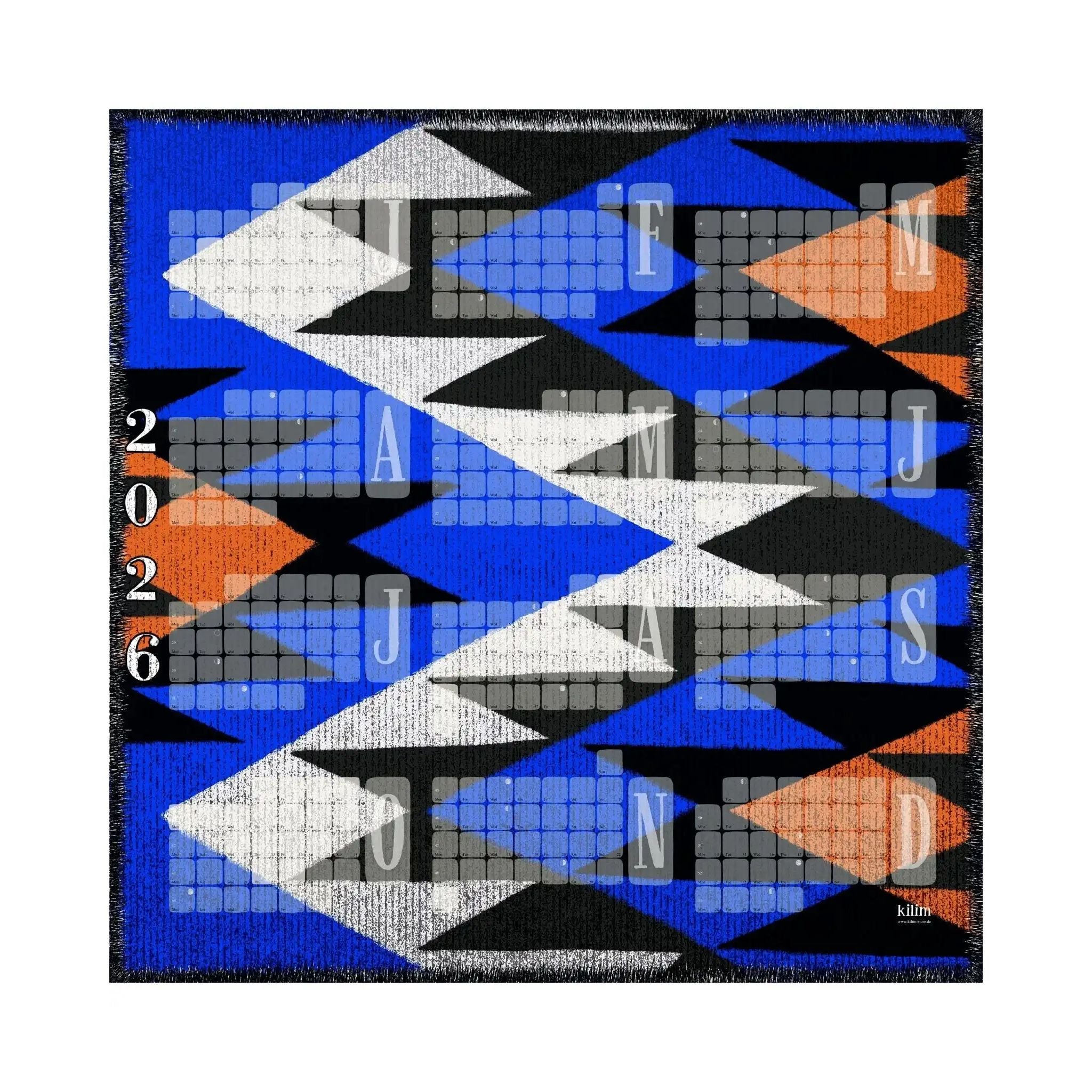 Wandkalender // Kilim Tiger blau