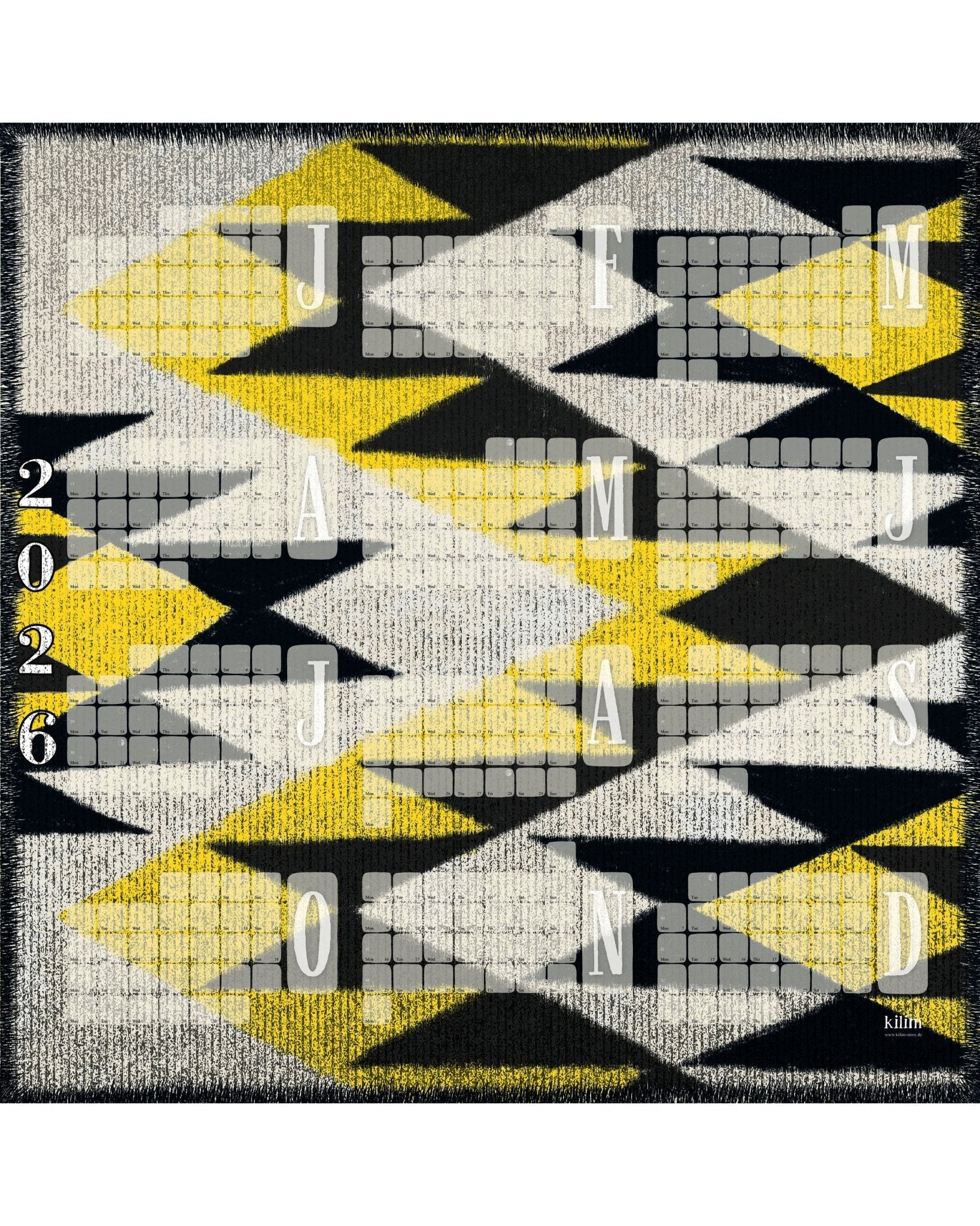 Wandkalender // Kilim Tiger gelb