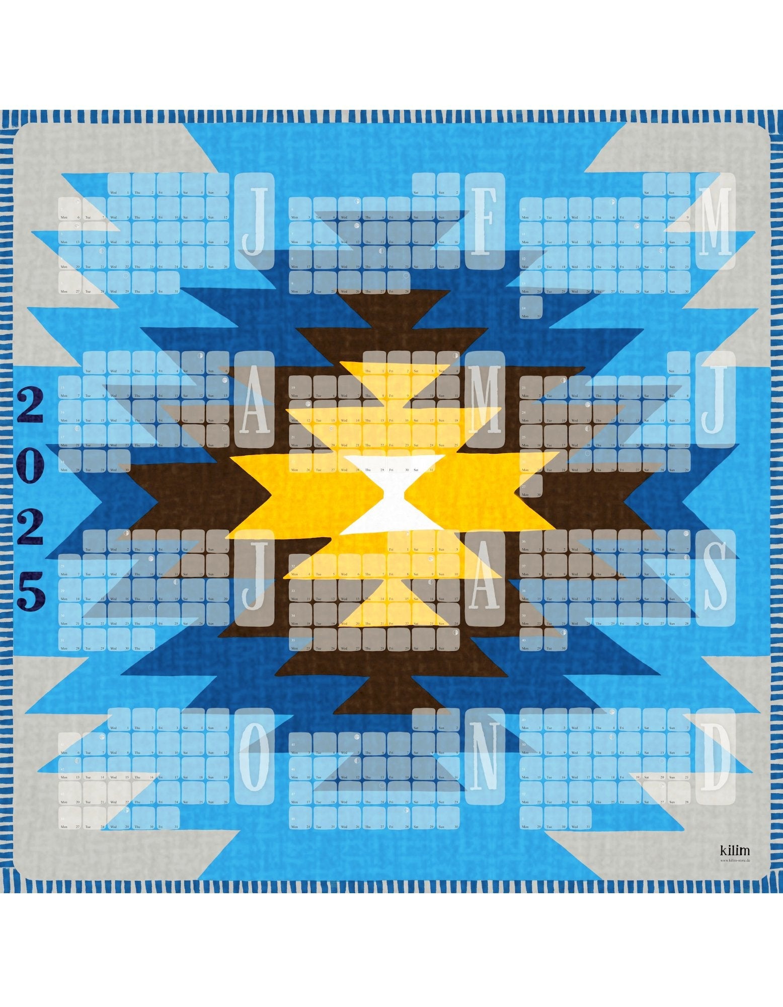 Wandkalender  // Kilim Yamka azurblau