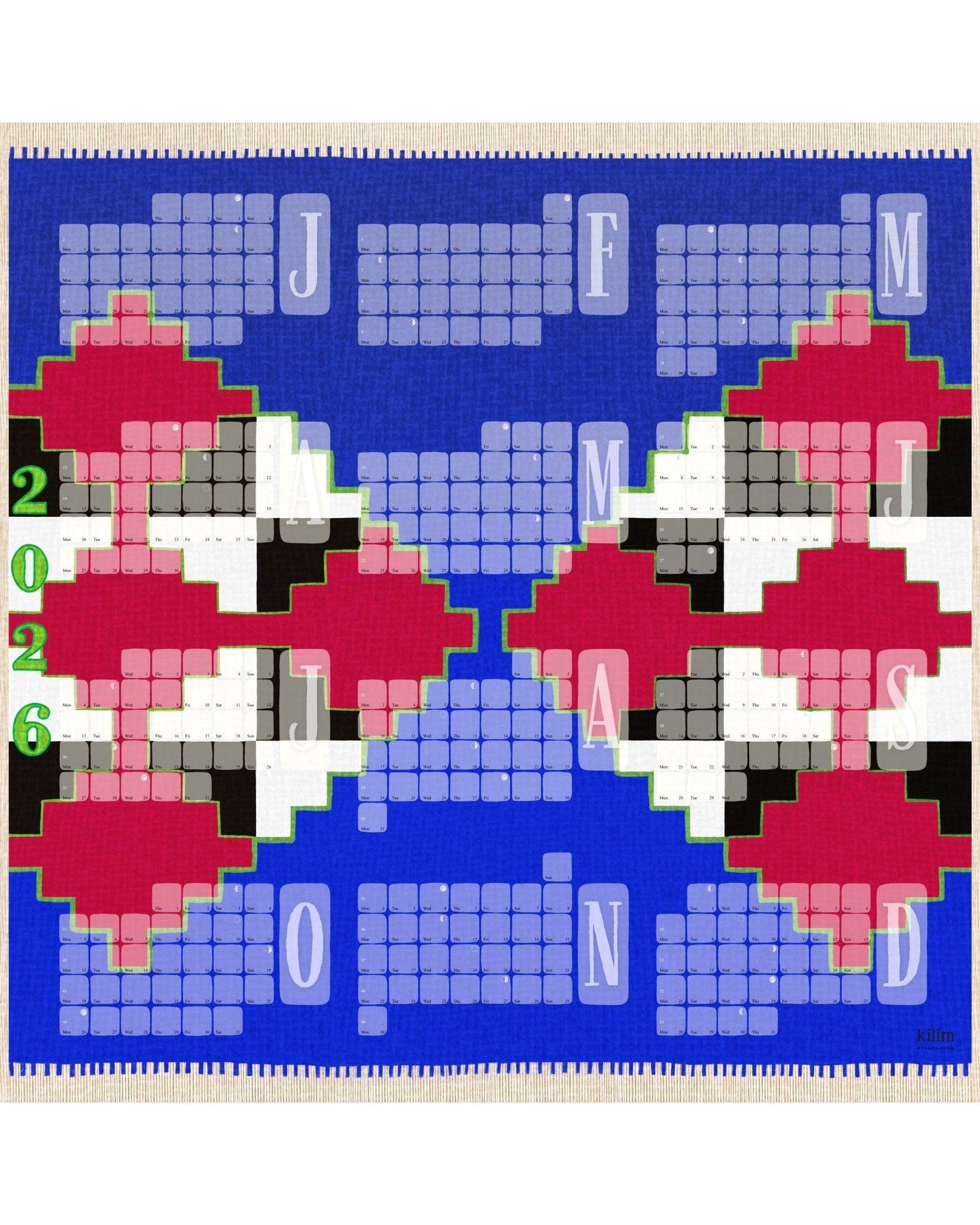 Wandkalender // Mexiko blau pink