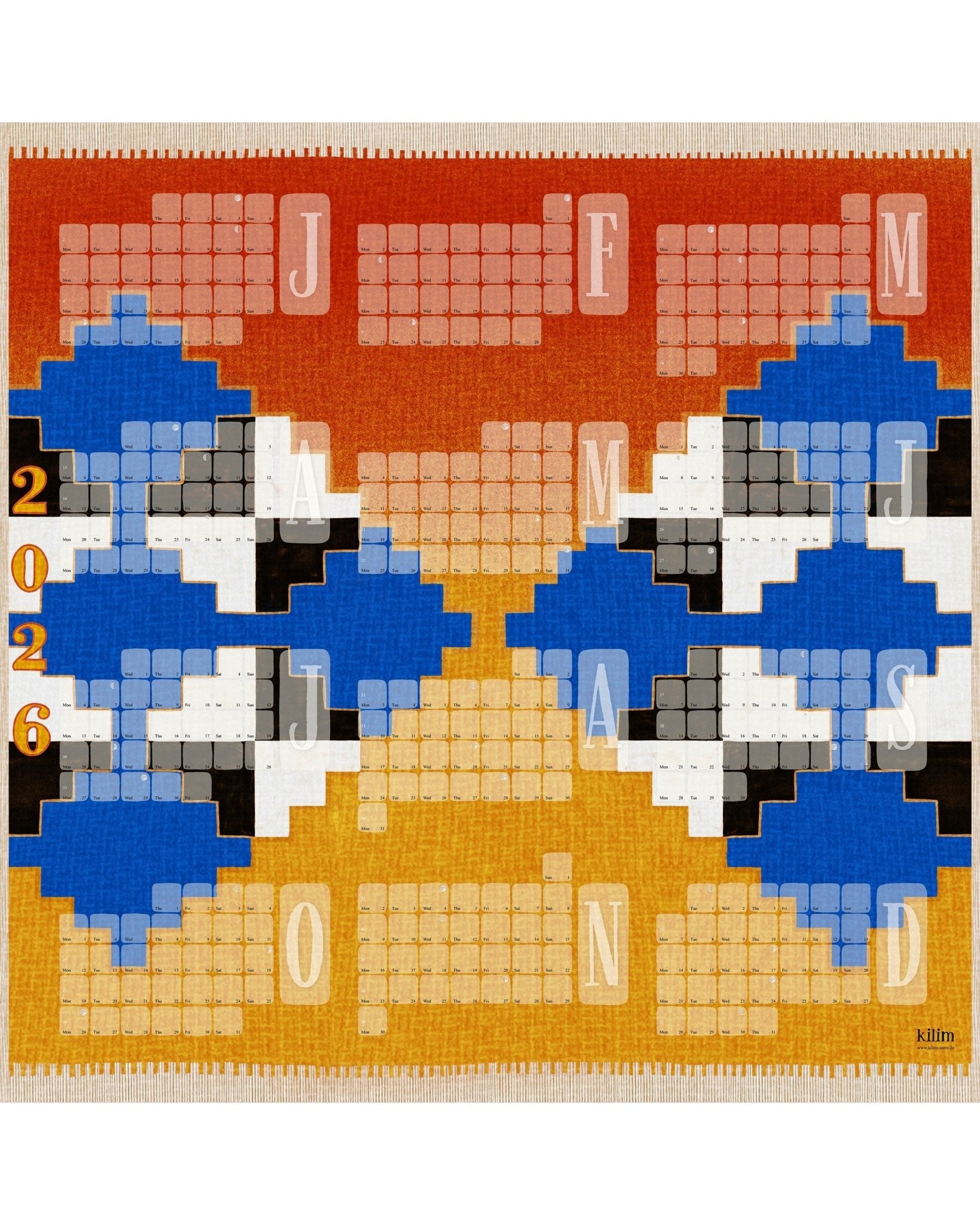 Wandkalender // Mexiko orange blau