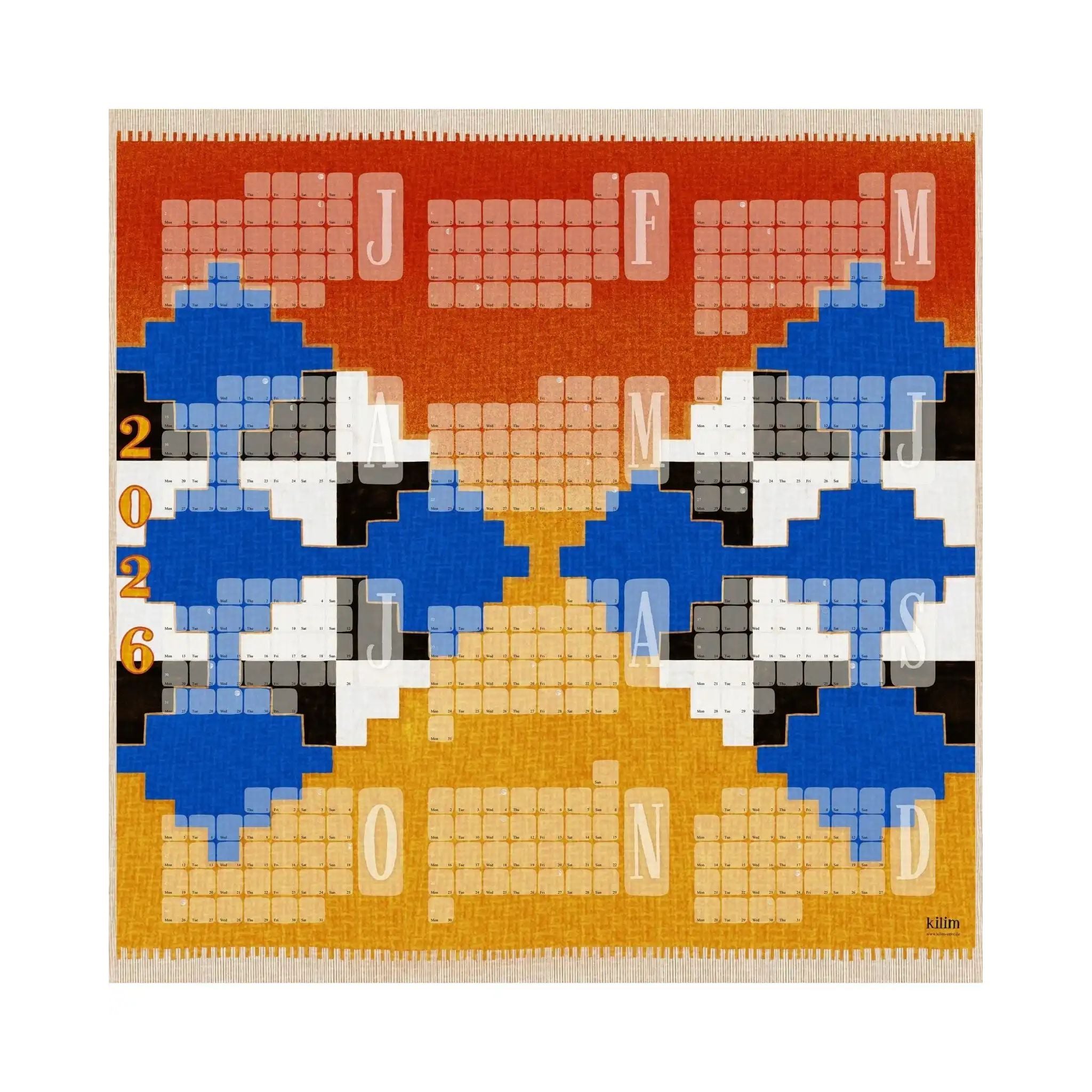 Wandkalender // Mexiko orange blau