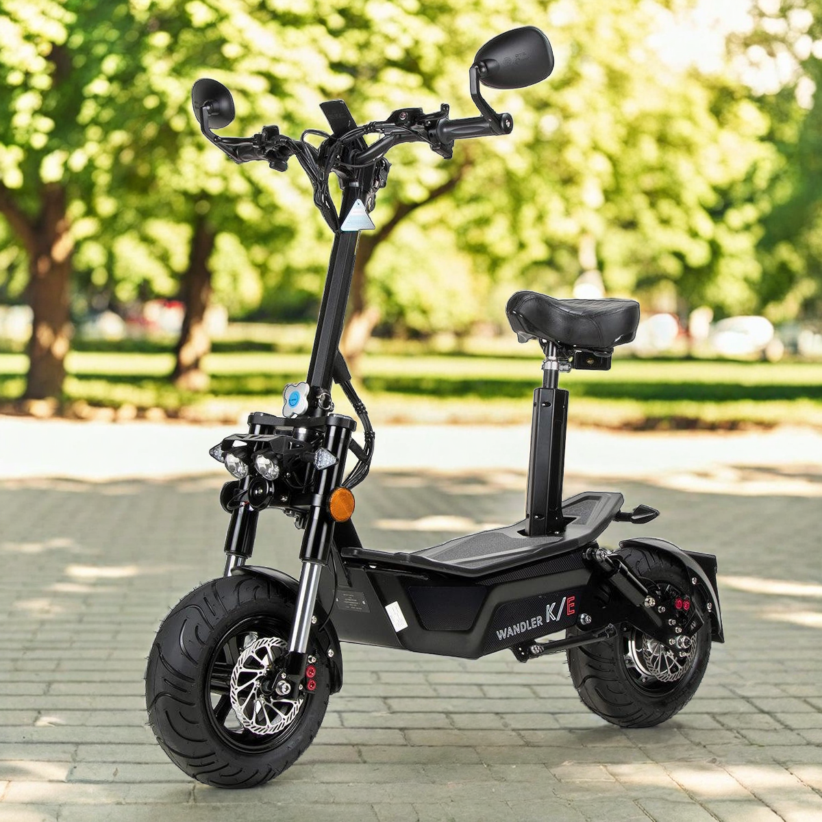 Escooter Elektroroller WANDLER-K/E mit Sitz - bis 140 Kg - 45 km/h Schwarz