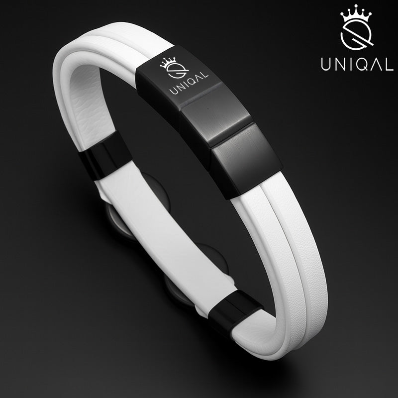 Infinity White Lederarmband Unisex Echtes Rindsleder Edelstahl Gravur Möglich Größen 19 21 23 cm Gratis Luxus Etui