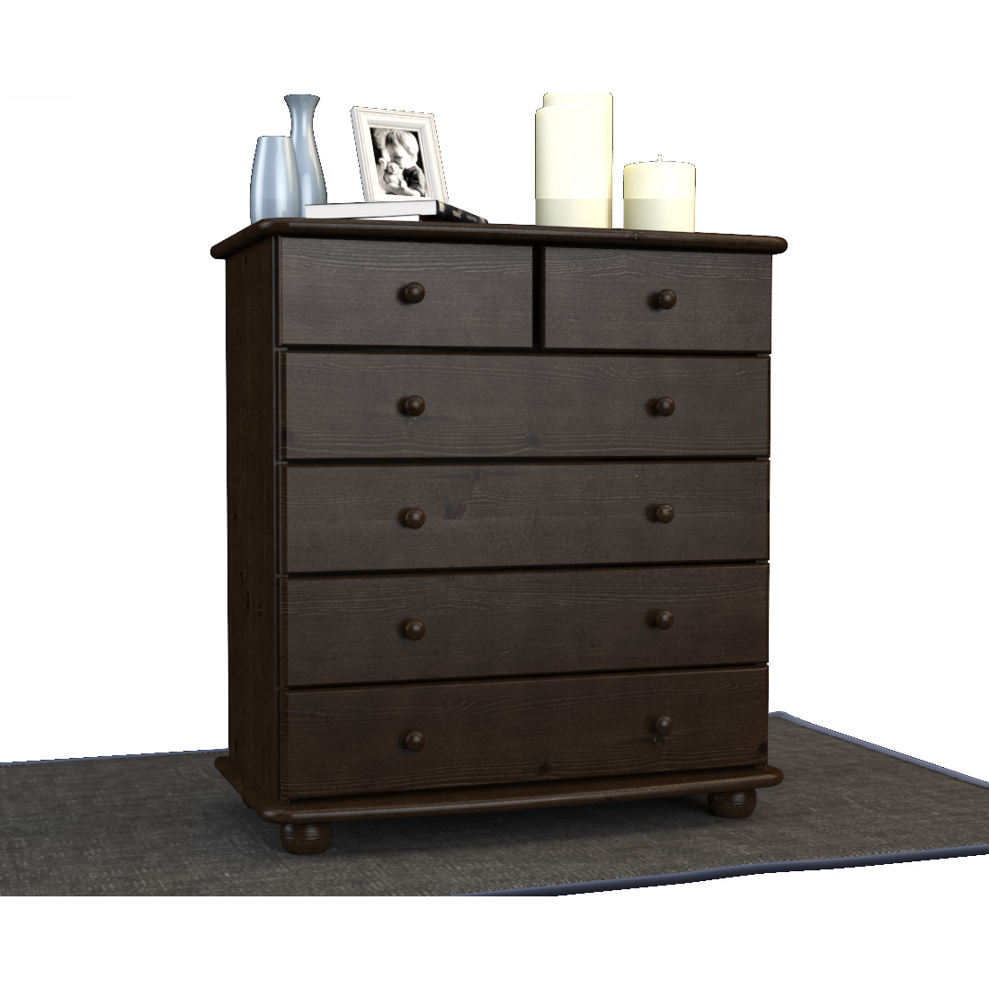 Anika Kommode Sideboard | Anrichte | 6-Schubladen | 100% Bio Kiefer Massivholz