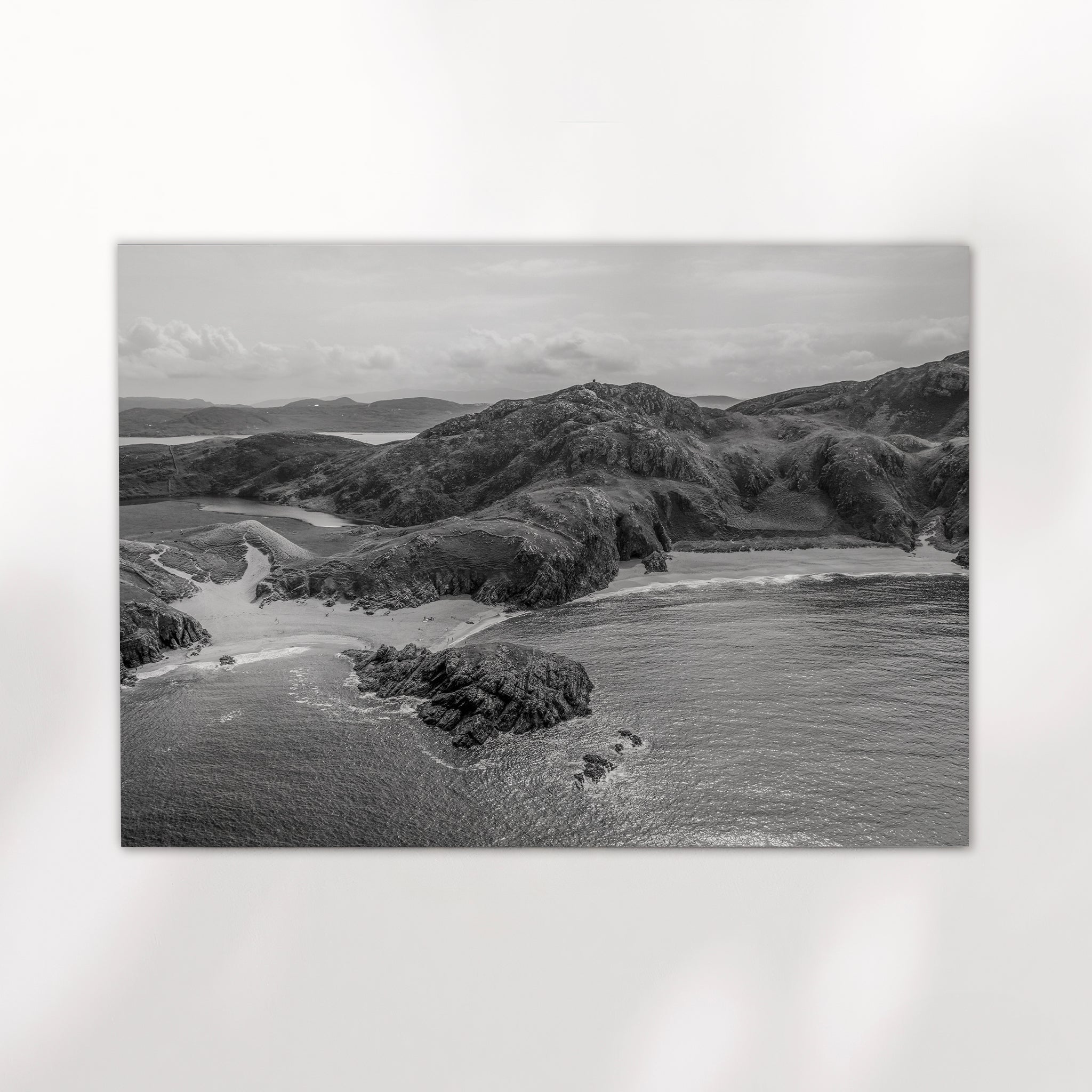 Murder Hole Beach Black and White Wall Art – Donegal Ireland Aerial Print