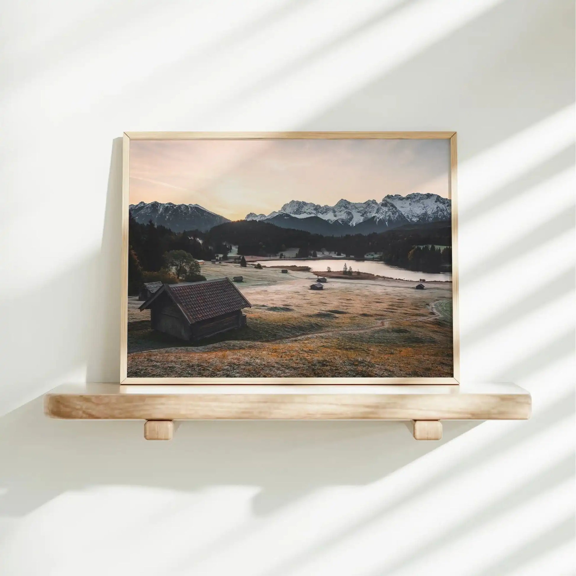 Geroldsee Wall Art – Bavarian Alps Landscape Print with Alpine Huts by Chamonix Prints