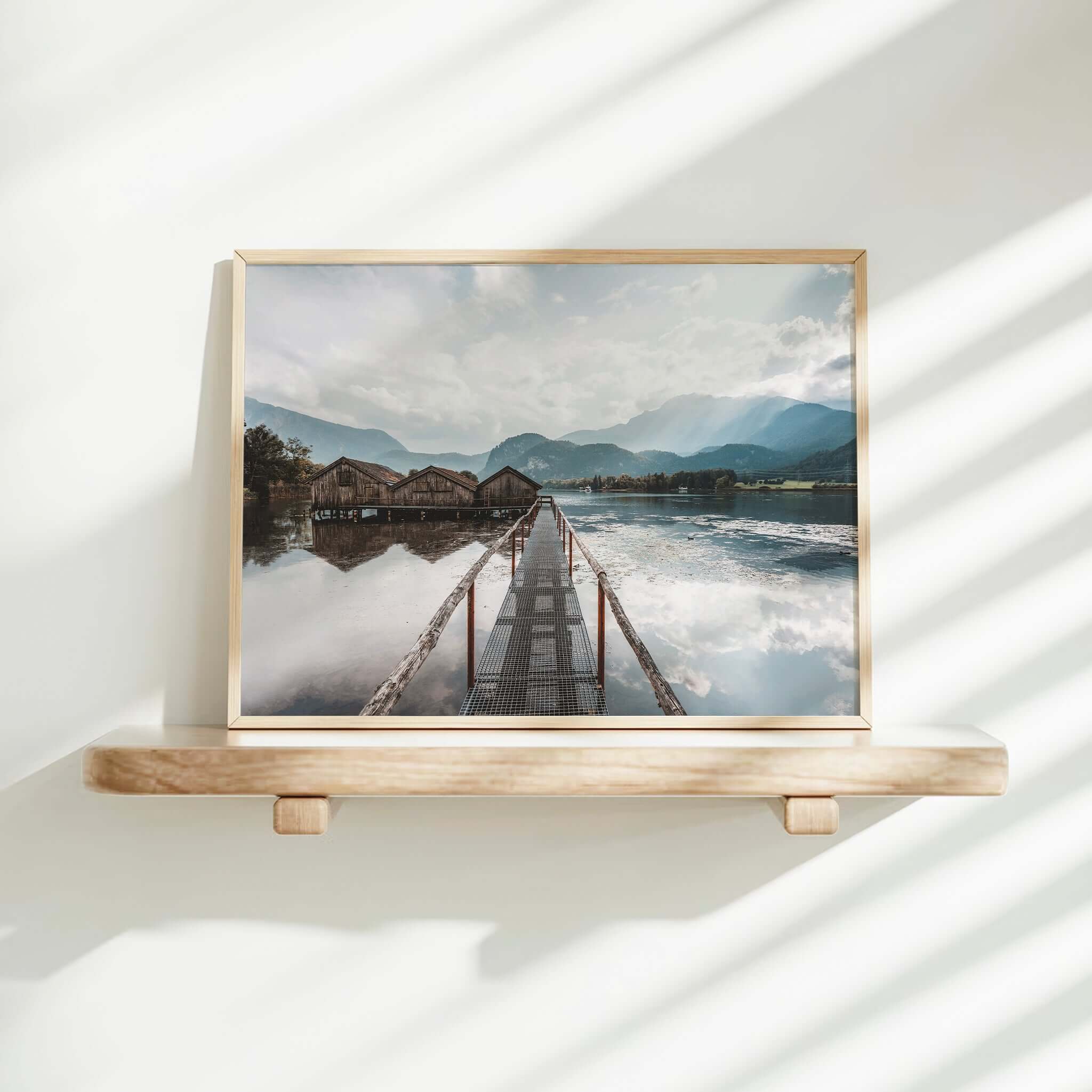 Kochelsee Boathouses Print – Bavarian Lake Landscape Photography