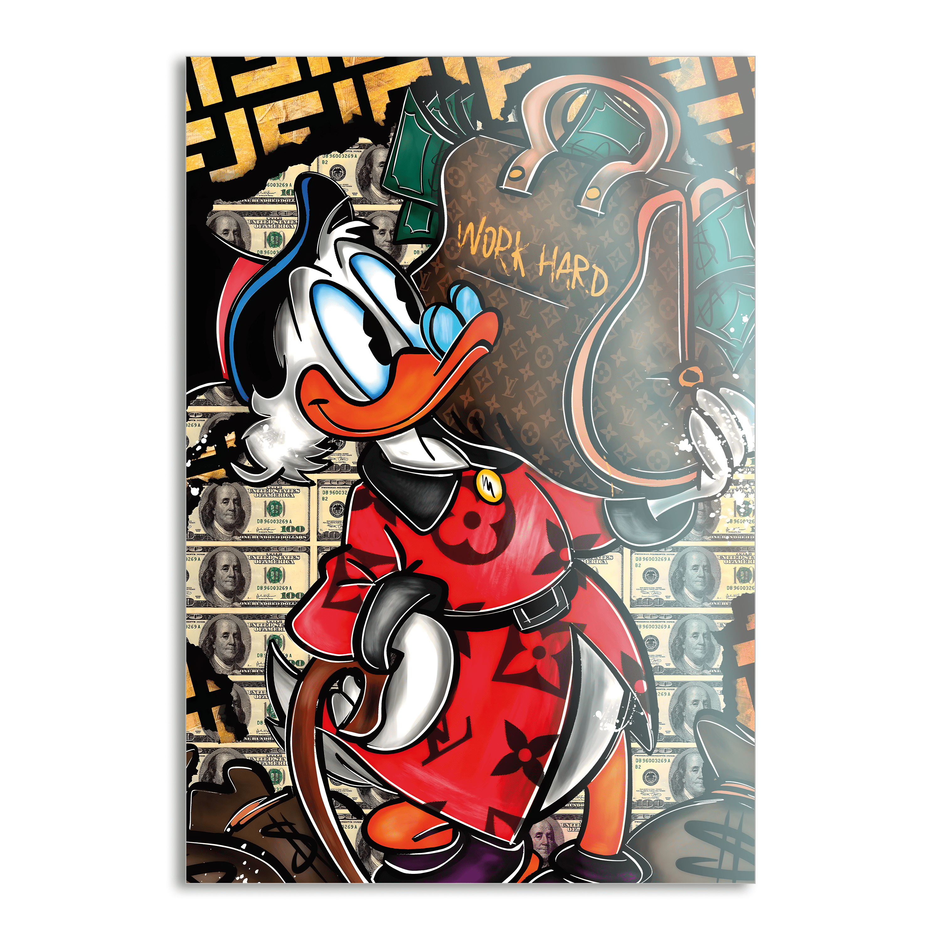 Work Hard Dagobert - Leinwandbild Pop Art / Motivation
