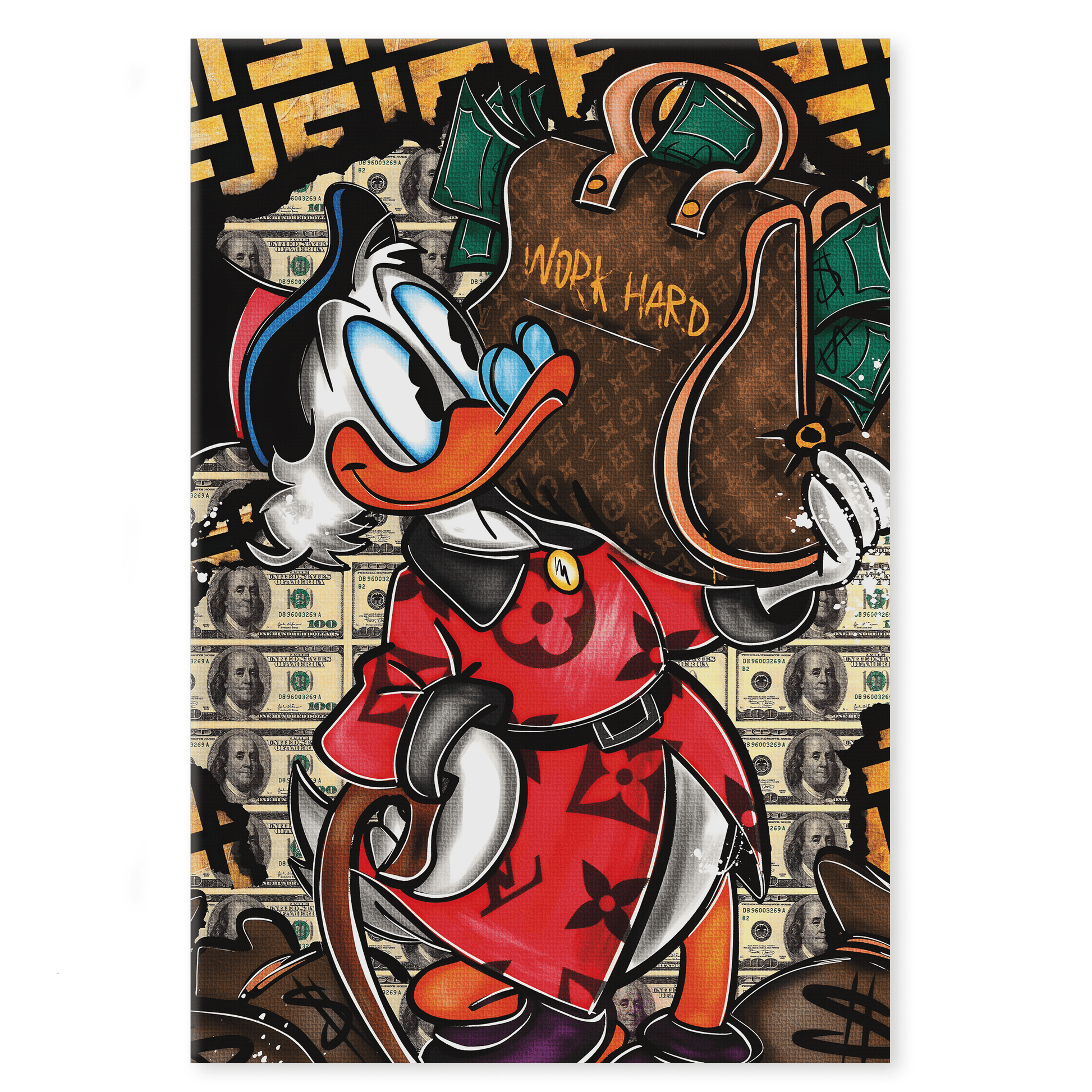 Work Hard Dagobert - Leinwandbild Pop Art / Motivation by SimpleCanvas