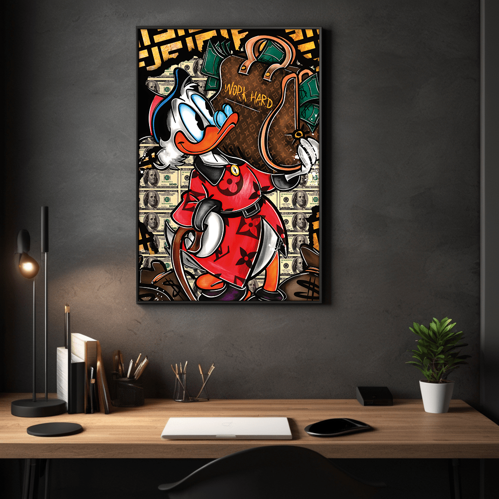 Work Hard Dagobert - Leinwandbild Pop Art / Motivation by SimpleCanvas