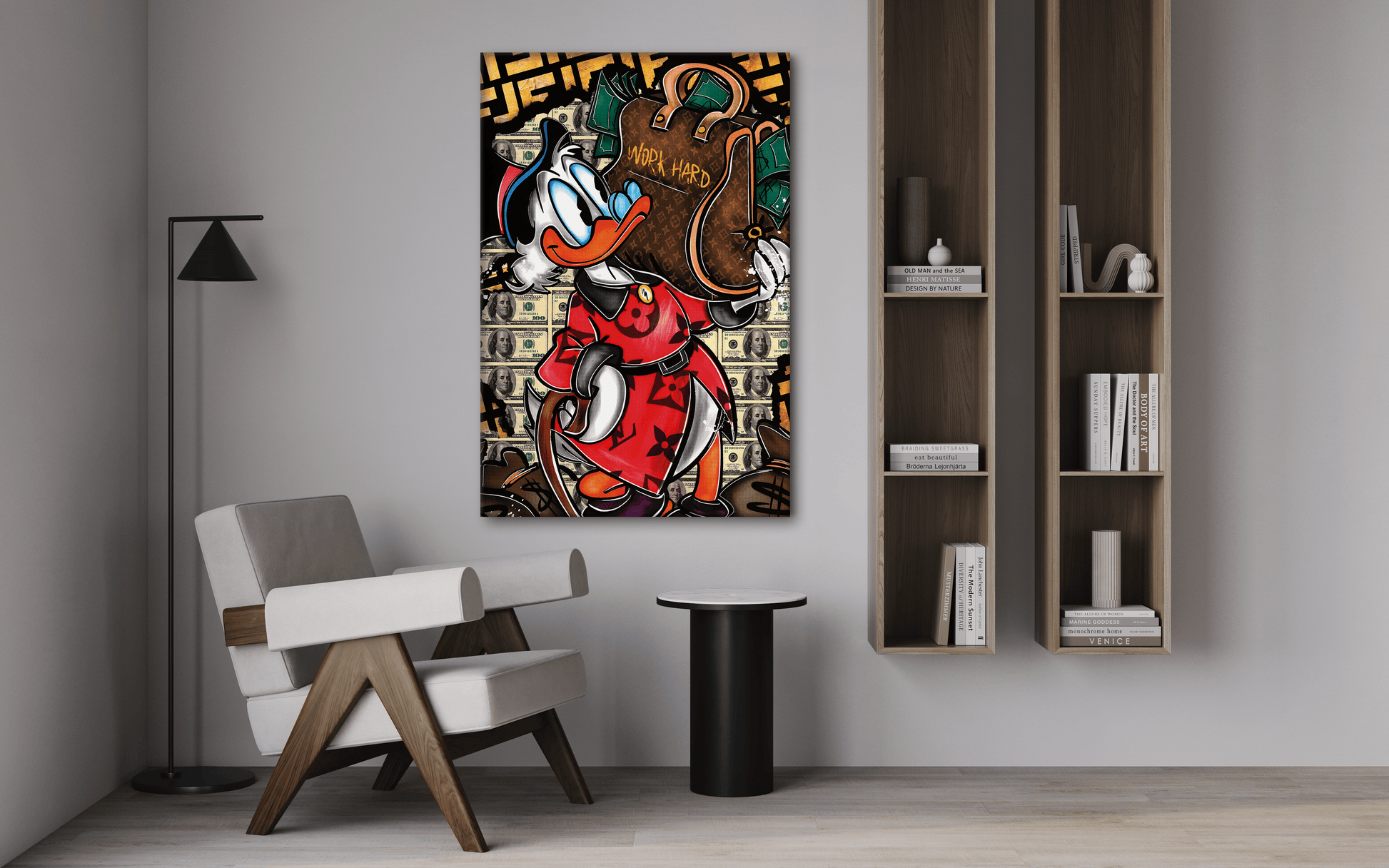 Work Hard Dagobert - Leinwandbild Pop Art / Motivation by SimpleCanvas