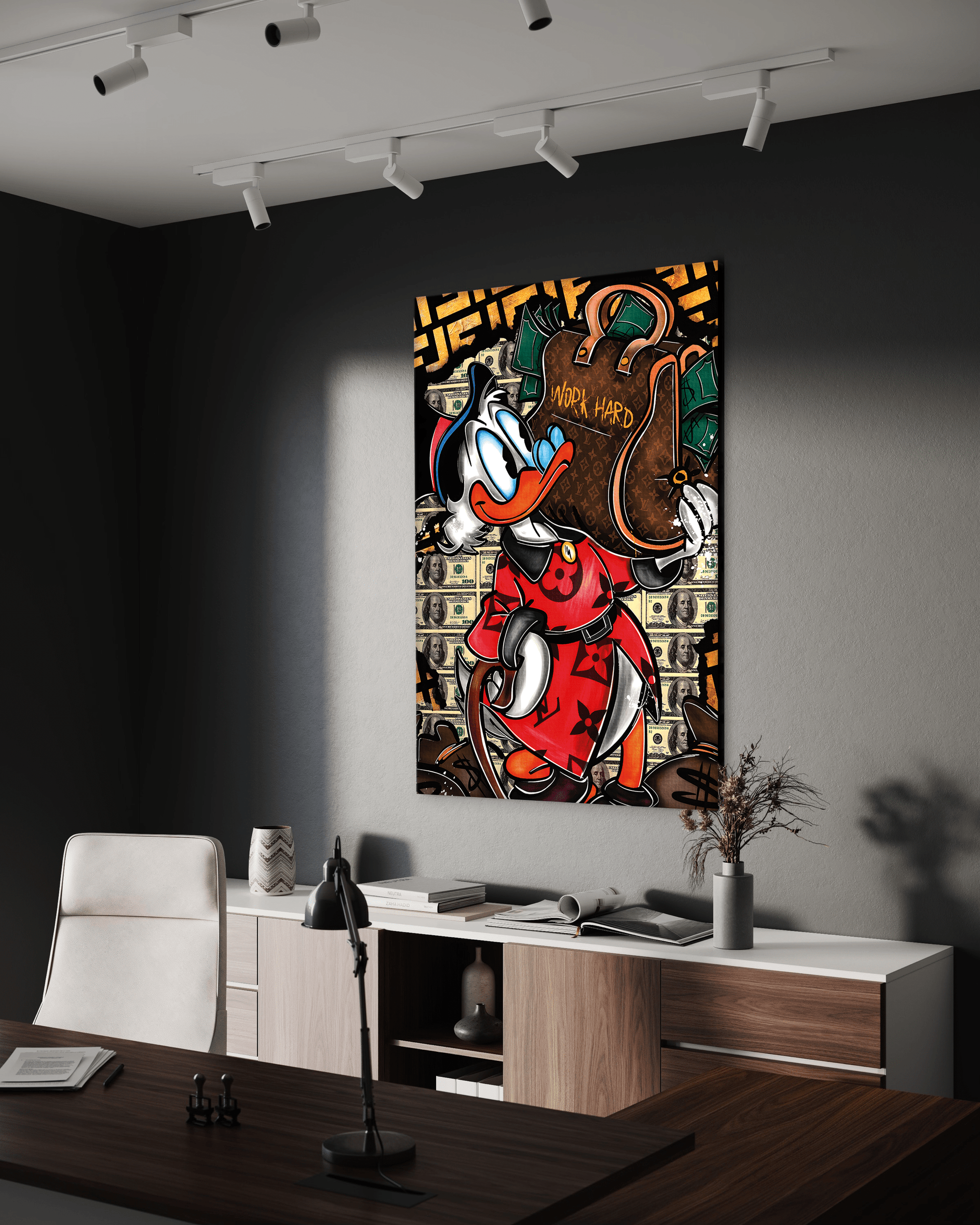 Work Hard Dagobert - Leinwandbild Pop Art / Motivation by SimpleCanvas