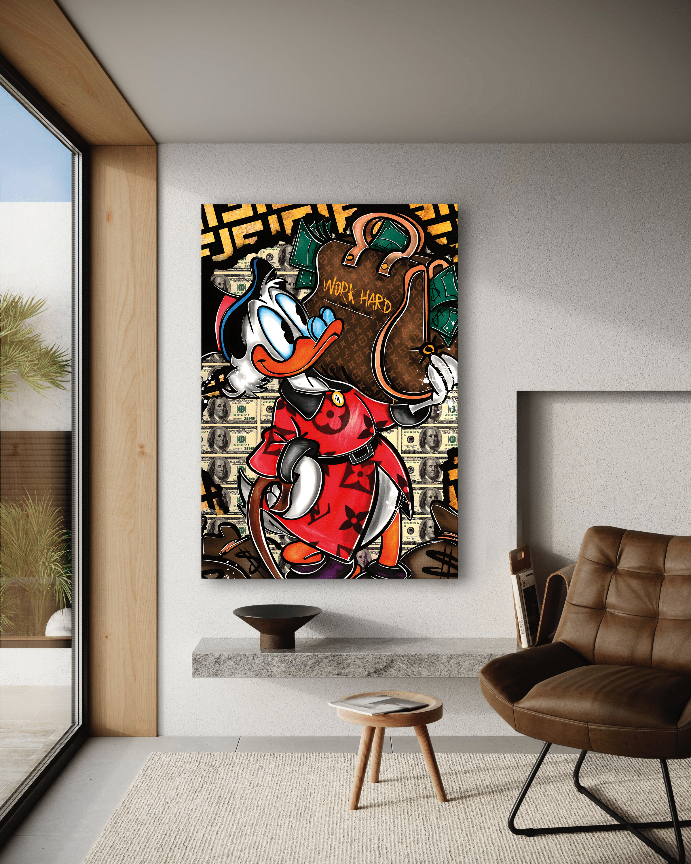 Work Hard Dagobert - Leinwandbild Pop Art / Motivation by SimpleCanvas