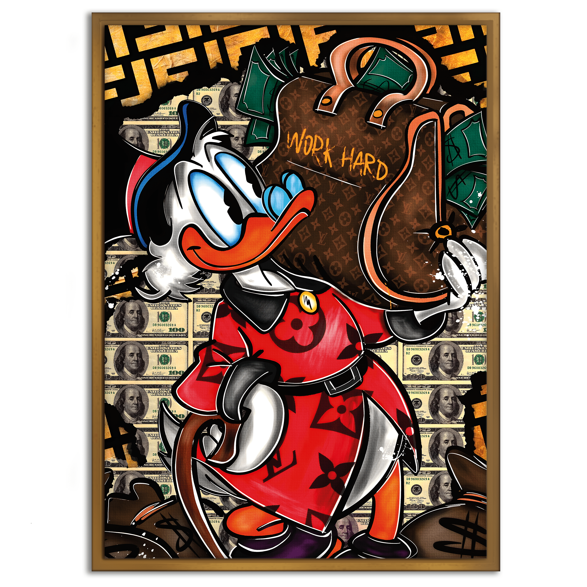 Work Hard Dagobert - Leinwandbild Pop Art / Motivation by SimpleCanvas