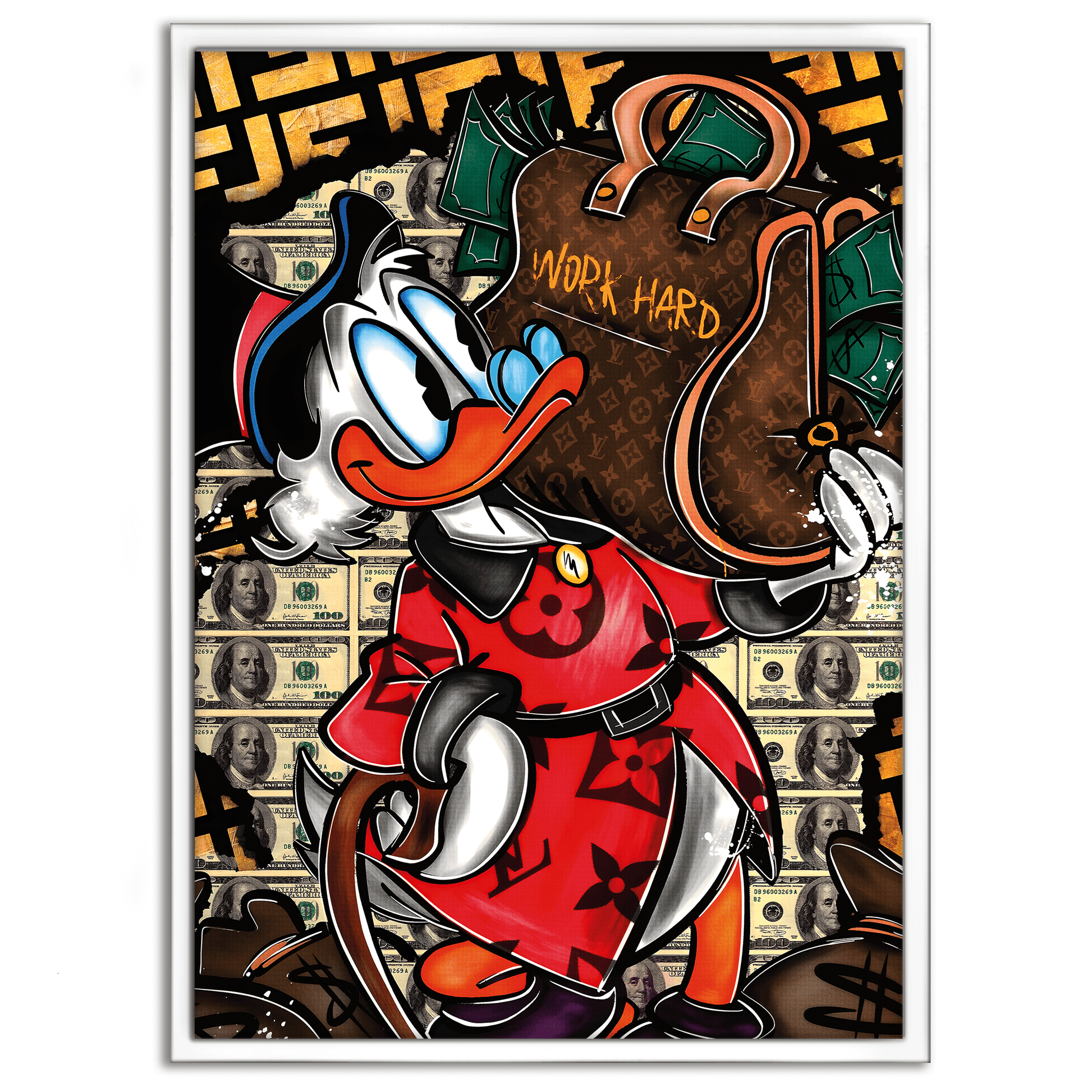 Work Hard Dagobert - Leinwandbild Pop Art / Motivation by SimpleCanvas