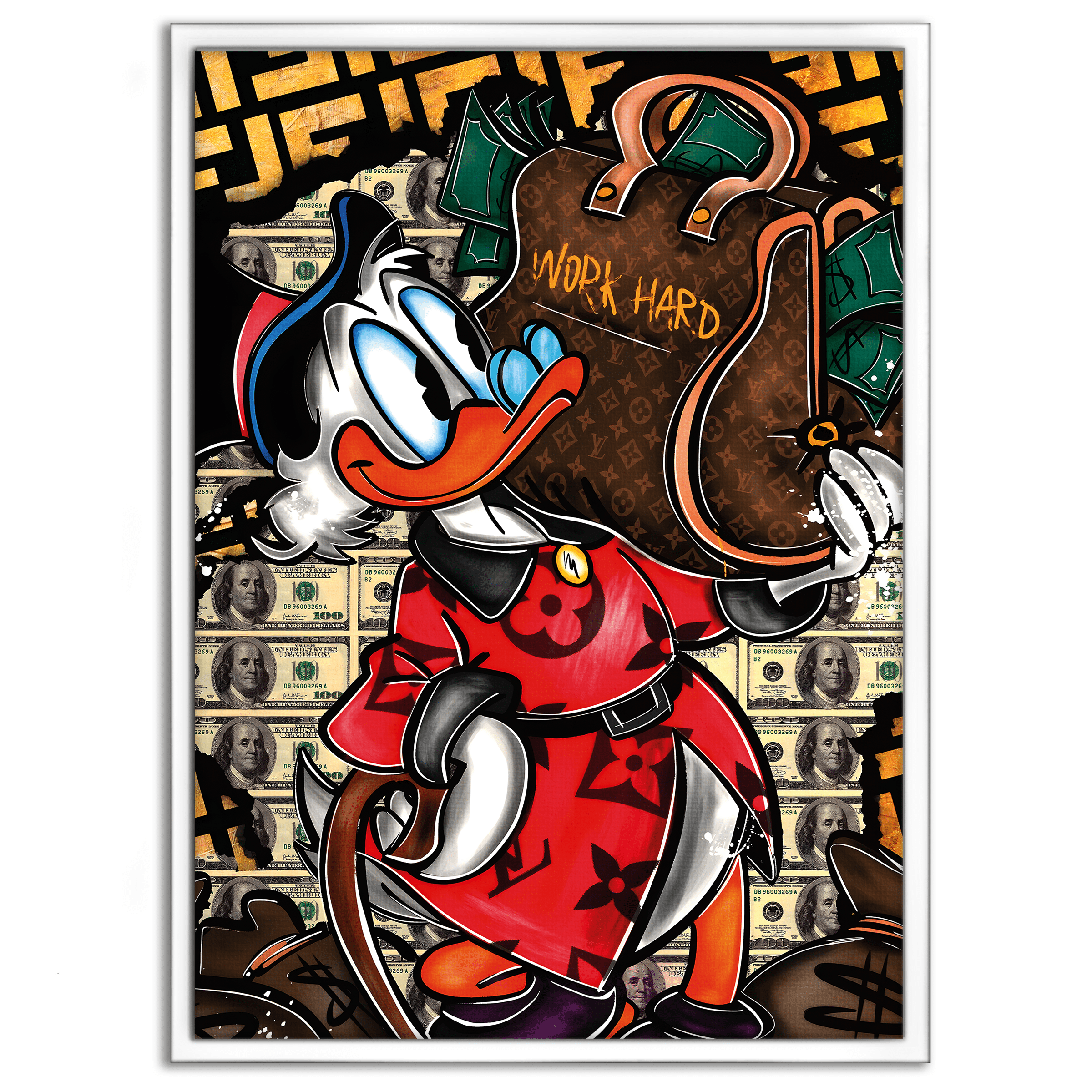 Work Hard Dagobert - Leinwandbild Pop Art / Motivation by SimpleCanvas