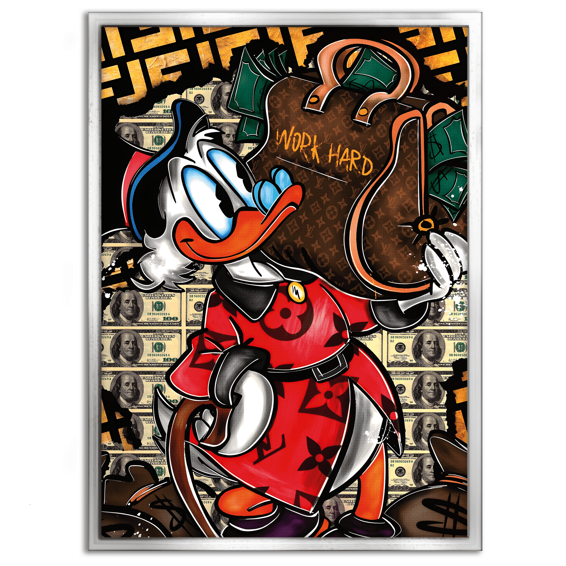 Work Hard Dagobert - Leinwandbild Pop Art / Motivation by SimpleCanvas