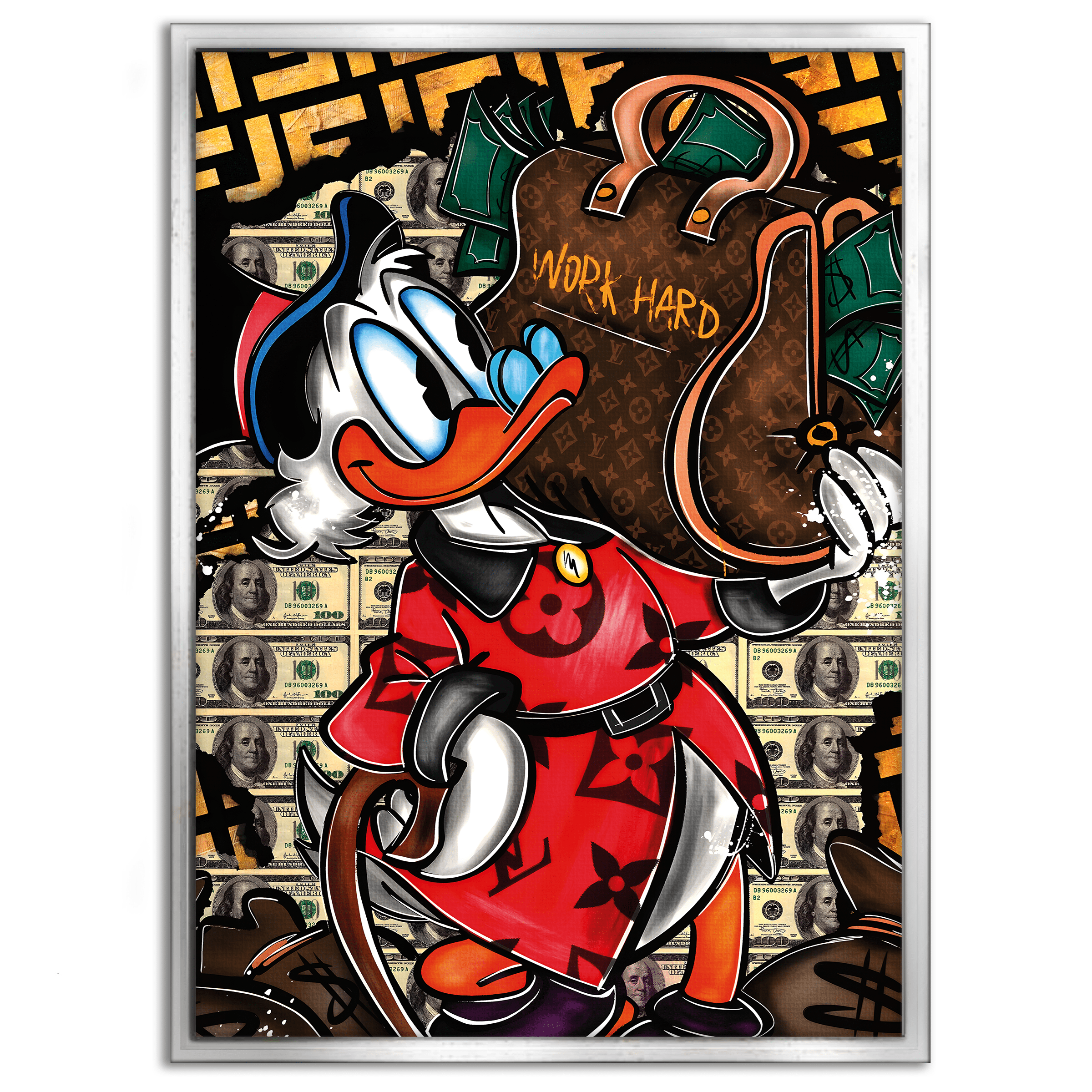 Work Hard Dagobert - Leinwandbild Pop Art / Motivation by SimpleCanvas