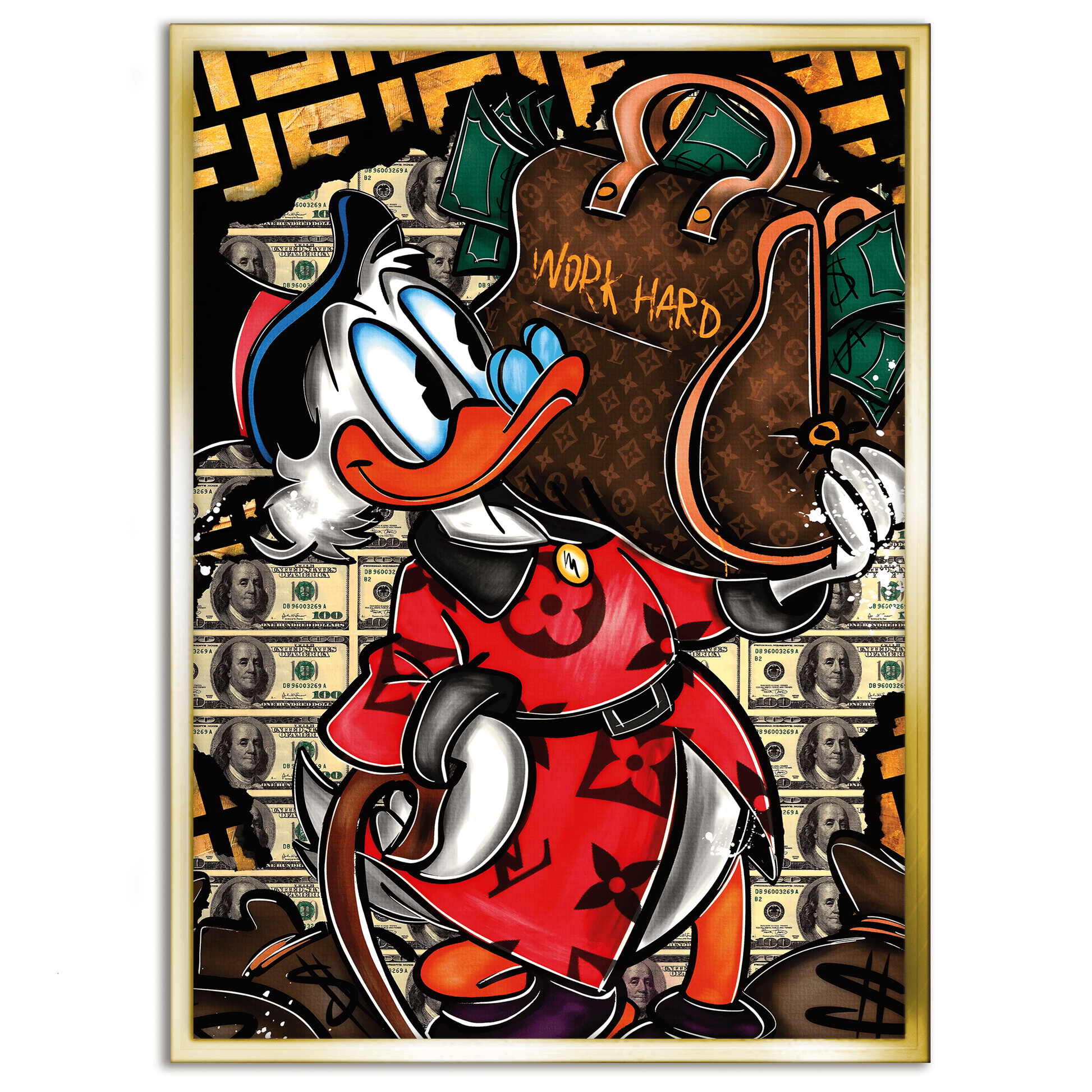 Work Hard Dagobert - Leinwandbild Pop Art / Motivation by SimpleCanvas