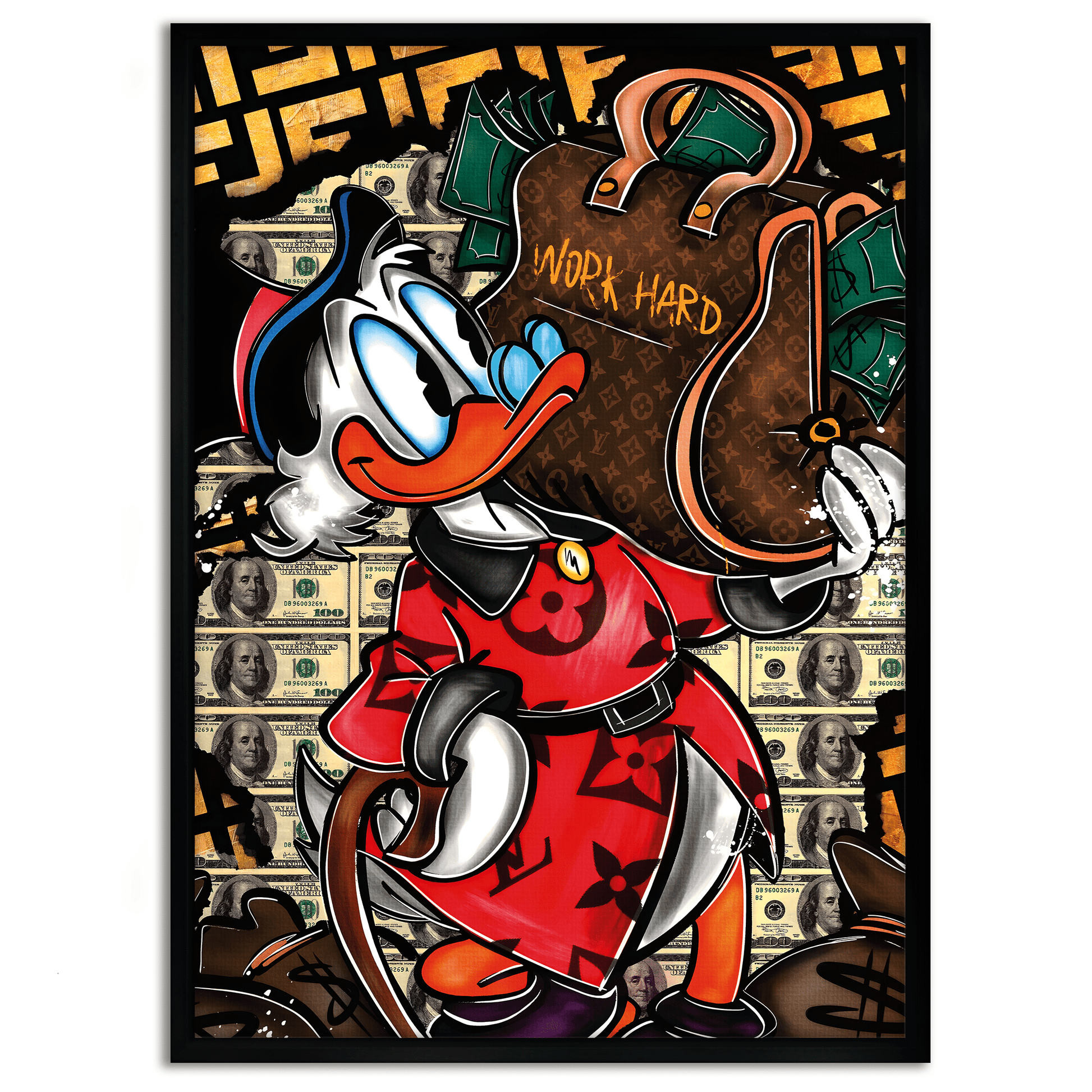 Work Hard Dagobert - Leinwandbild Pop Art / Motivation by SimpleCanvas