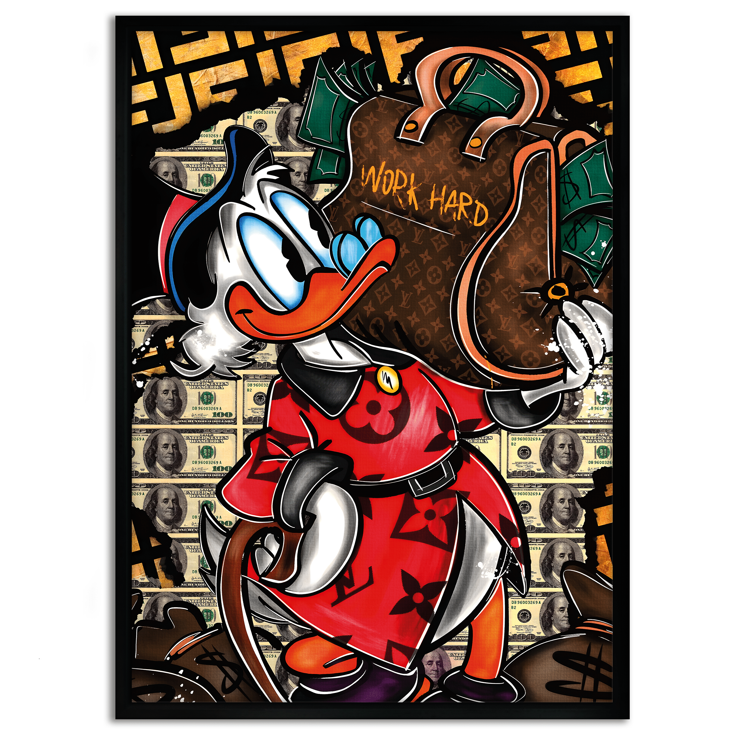 Work Hard Dagobert - Leinwandbild Pop Art / Motivation by SimpleCanvas