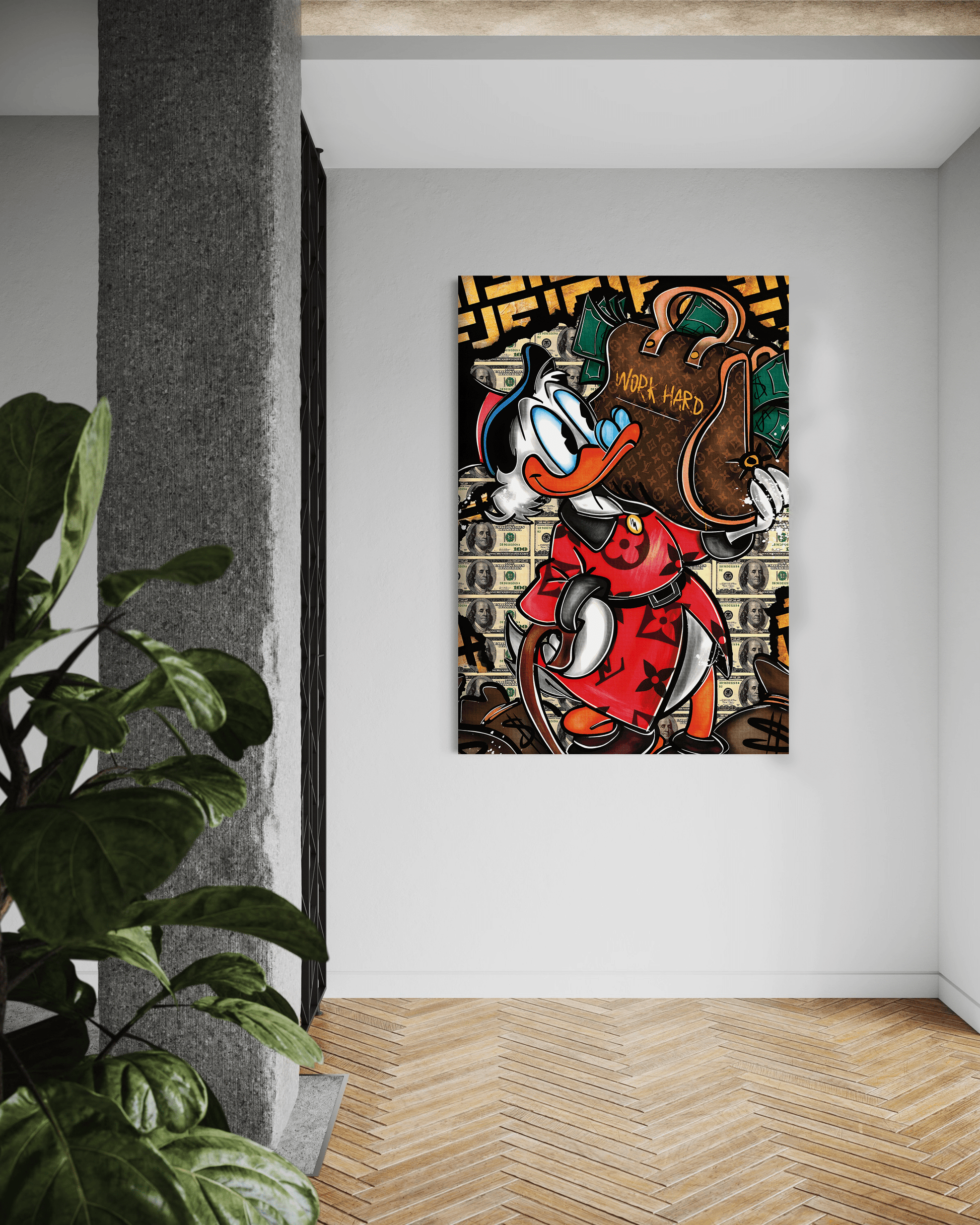 Work Hard Dagobert - Leinwandbild Pop Art / Motivation by SimpleCanvas