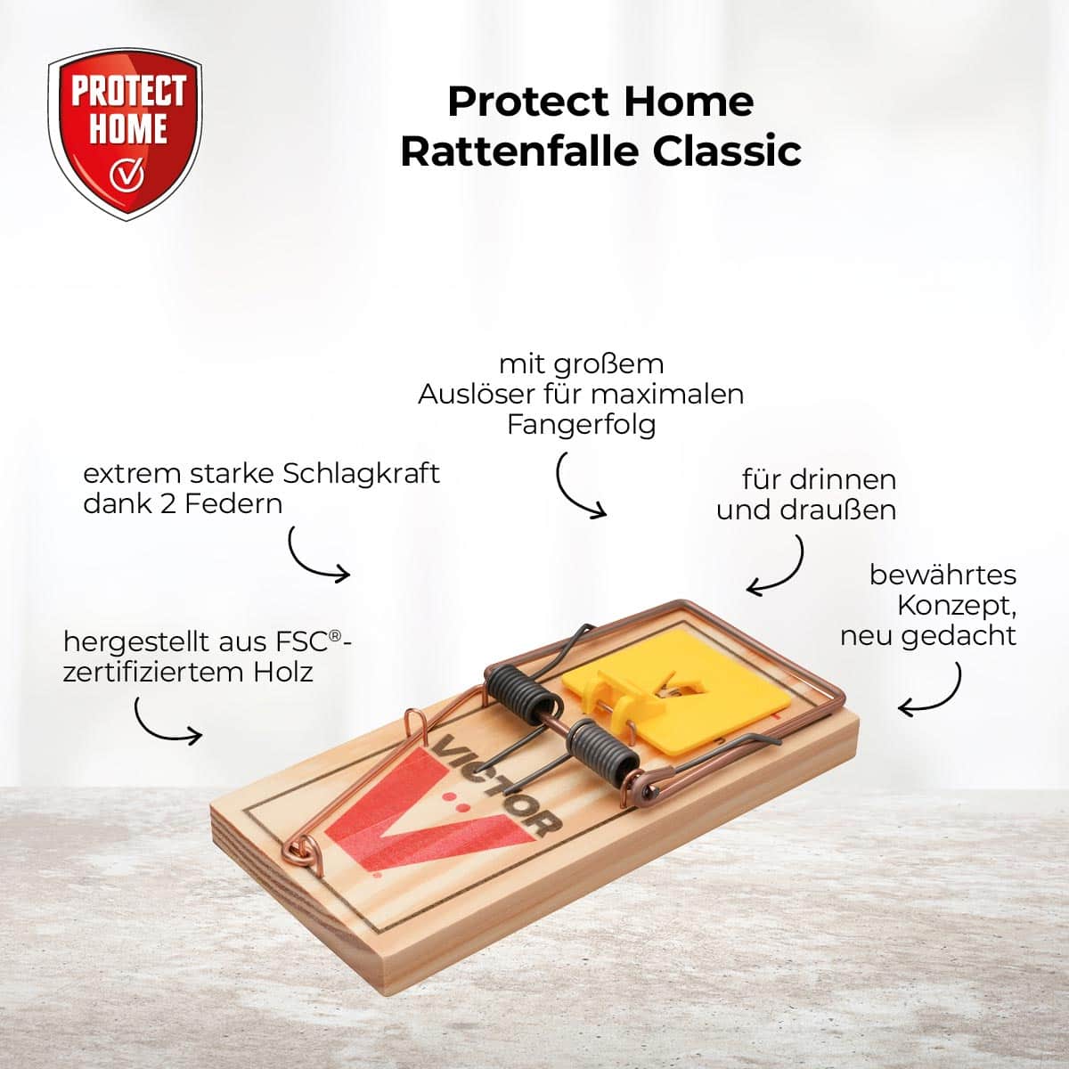 Rattenfalle Classic 1 Stück bewährte Rattenfalle aus Holz