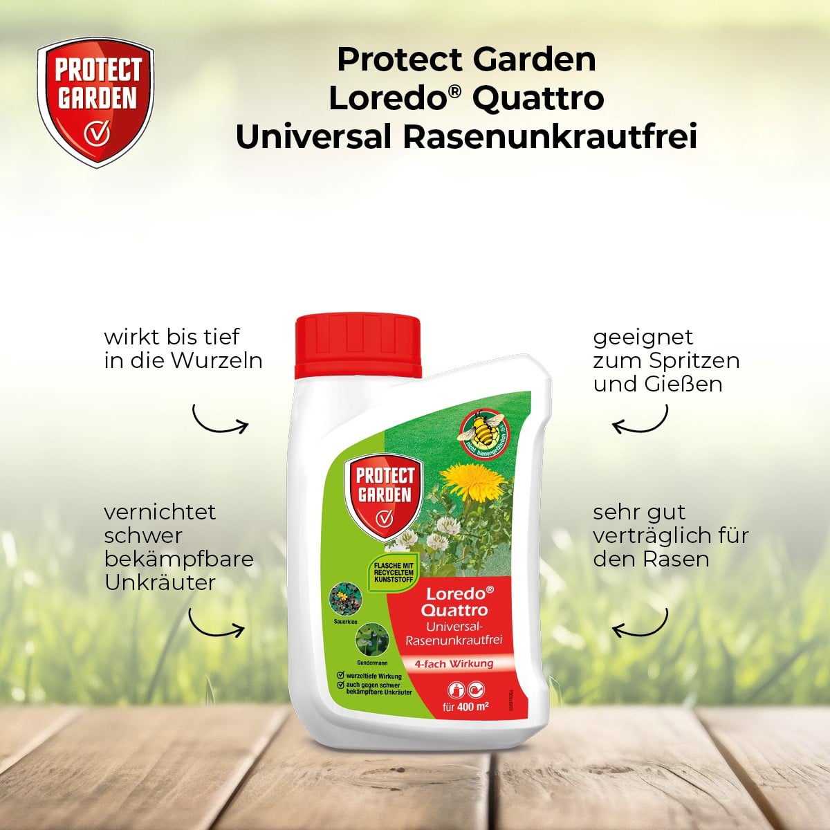 Loredo Quattro Universal-Rasenunkrautfrei 100 ml für 100 m²