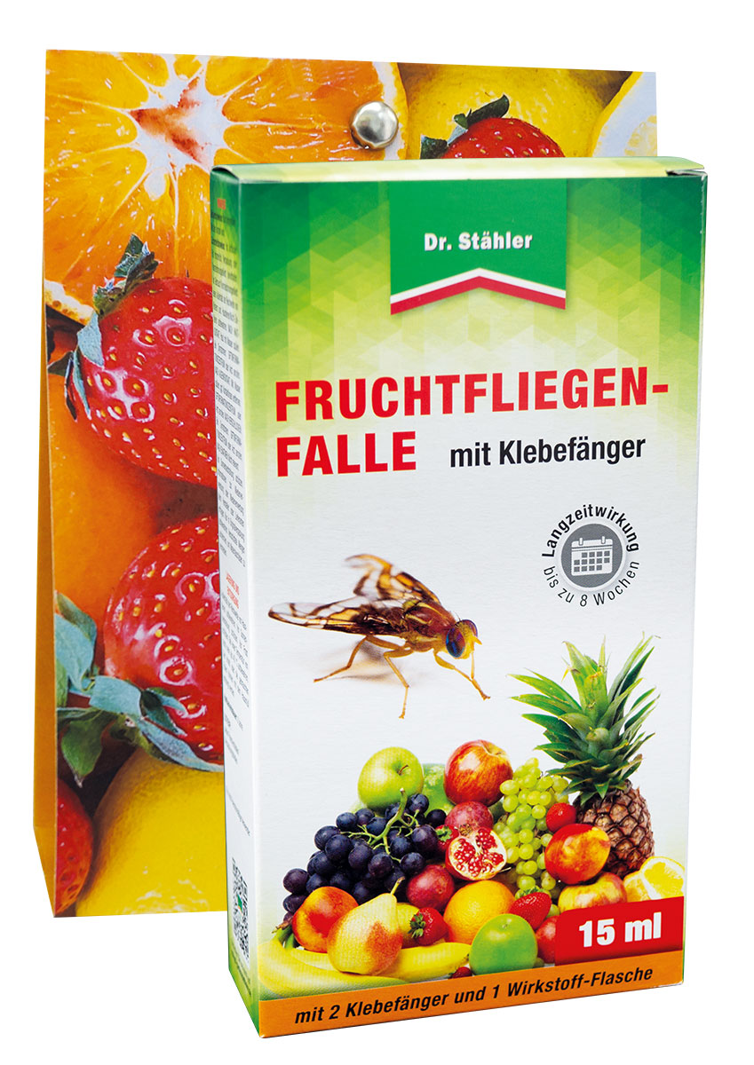 Dr. Stähler Fruchtfliegenfalle mit Klebefänger 1 Falle mit 2 Klebefallen