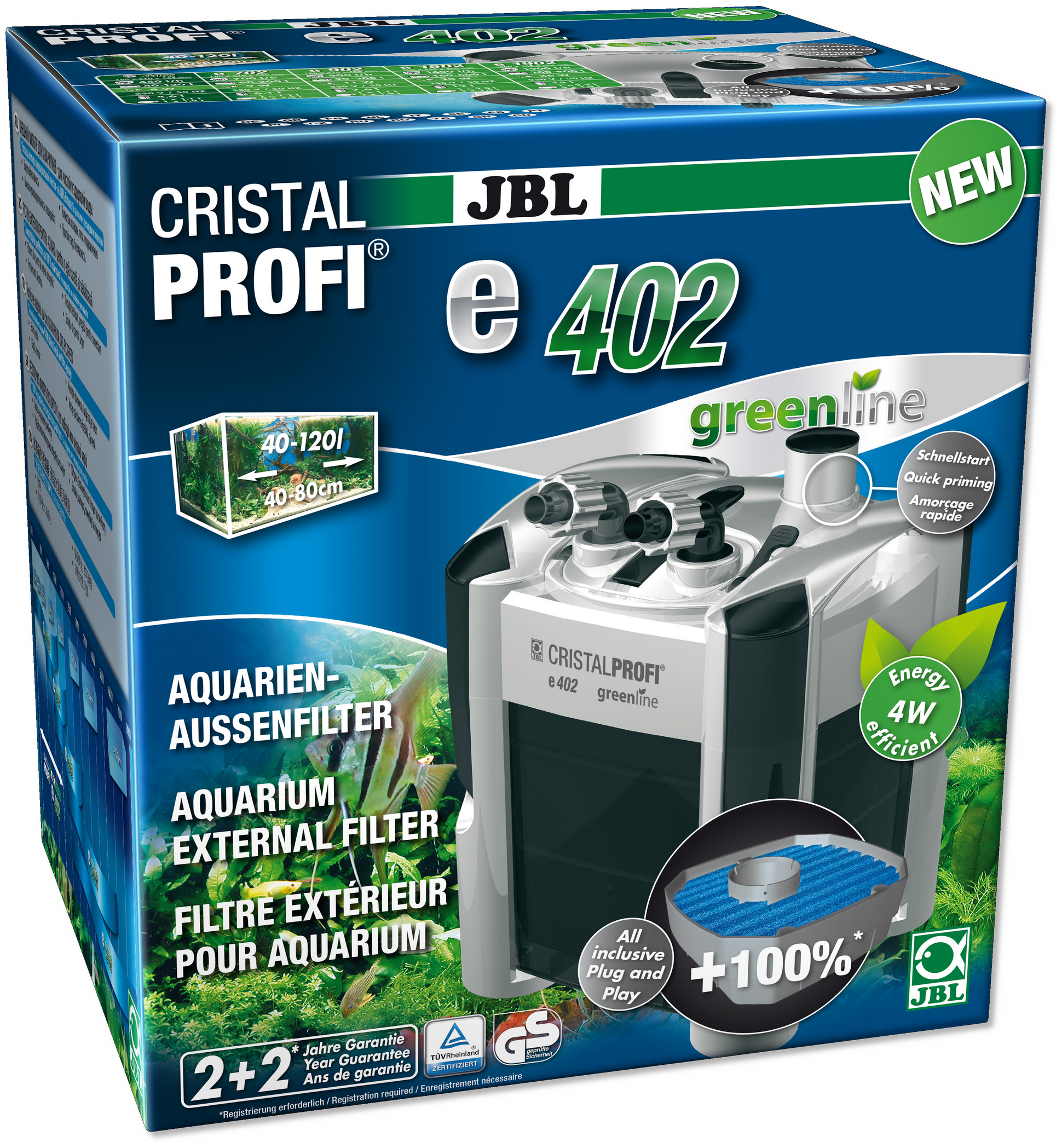 JBL CRISTALPROFI e402 greenline Aquarien von 40-120 Litern